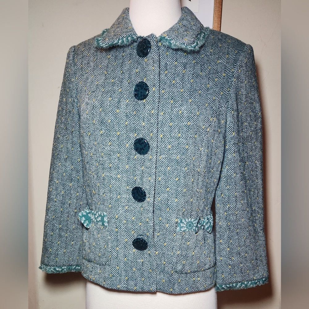 ashley b Wool Tweed Lady‎ Jacket Size Small Green
